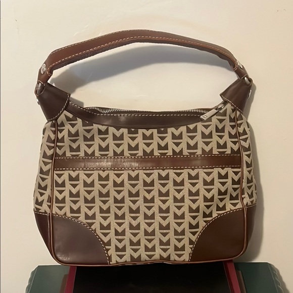 Michael Kors Handbags - Michael Kors Chocolate Brown Leather and Canvas Y2K Vintage Shoulder Bag